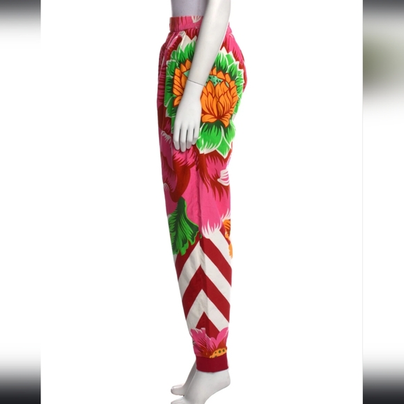 Manish Arora Flower Colorful Bold Print Tailored Pant, Pink, NWT, sz Medium - Picture 2 of 3